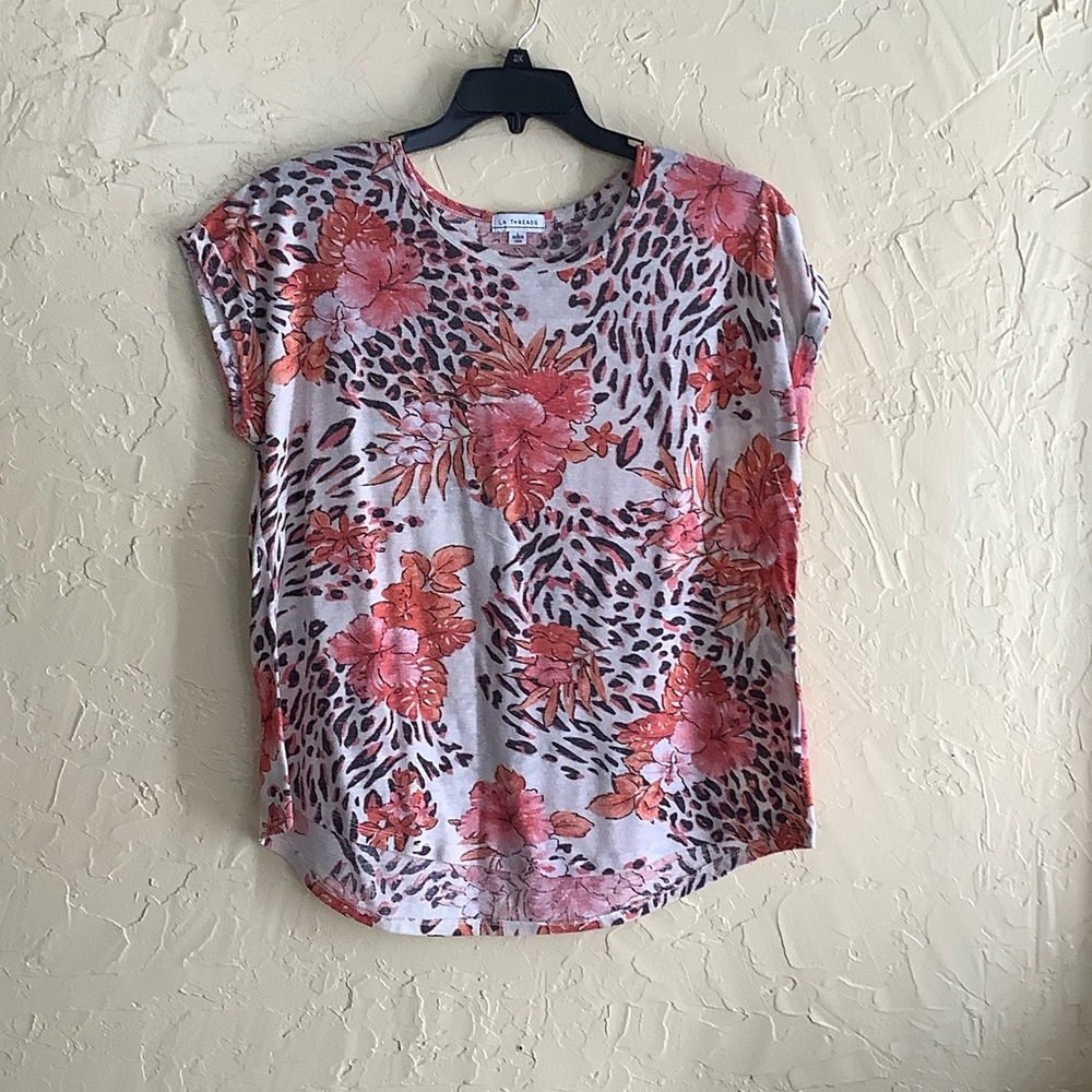 Tropical Floral Short Sleeve Top